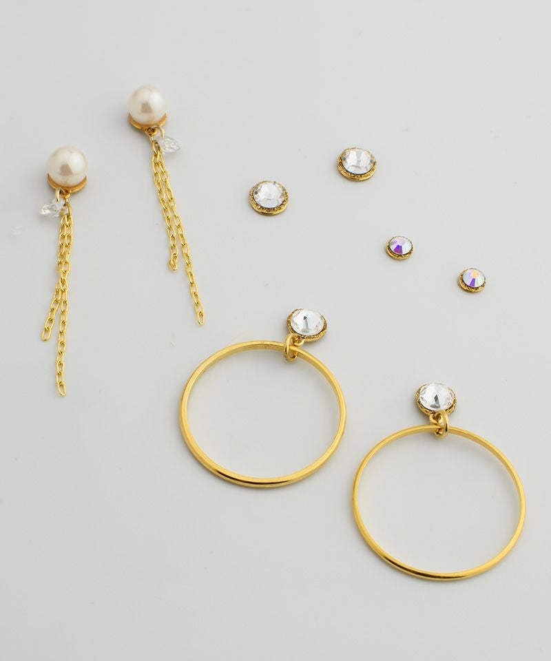 パールダブルチェーン×フープセット | Leange WEB SHOP